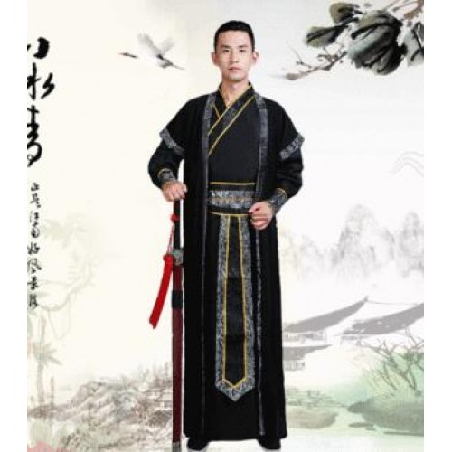 Men's hanfu chinese ancient traditional swordsman knight drama cosplay robes costumes